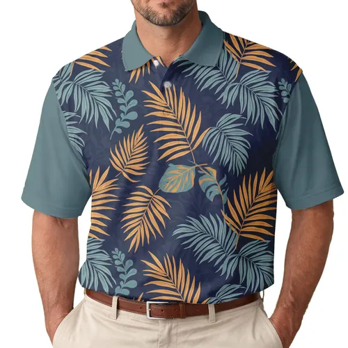 Tropical Palm Fronds Jungle Leaves - Beach Vacation Essentials Gift Men's Polo Shirt