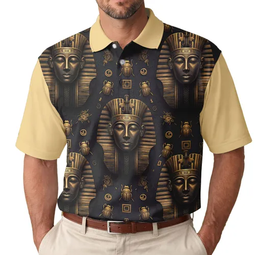 Ancient Egyptian Pharaoh Mask Scarab - History Lover Gift for Enthusiasts Men's Polo Shirt