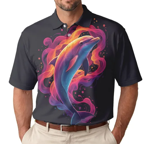 Majestic Leaping Dolphin Wildlife Lover Gift for Ocean Lovers Men's Polo Shirt