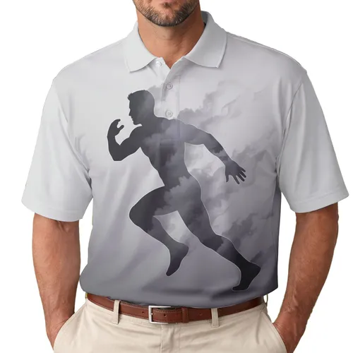 Forward-Leaning Male Silhouette Atmospheric Clouds Everyday Wear Lifestyle Gift for Him Men's Polo Shirt