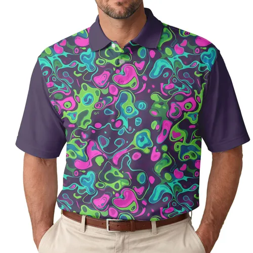 Psychedelic Liquid Marble Swirls - Statement Everyday Gift Men's Polo Shirt