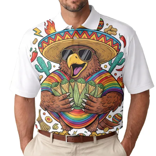 Mexican Sombrero Eagle Tamales - Fiesta Celebration Gift for Food Lovers Men's Polo Shirt