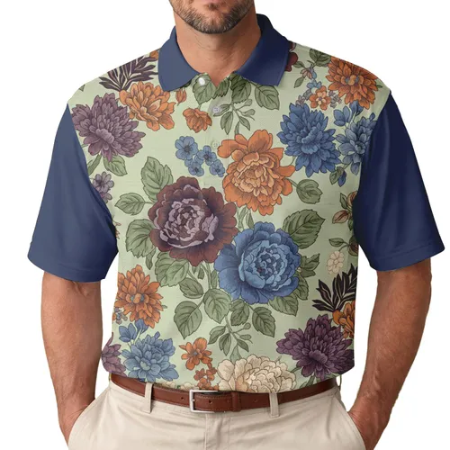 Rose Peony Bud Leaf Floral Bloom - Everyday Home Garden Decor Gift for Gardeners Men's Polo Shirt