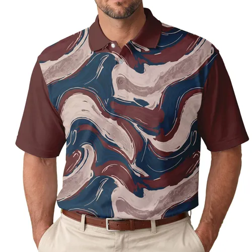 Continuous Undulating Flowing Organic Forms - Everyday Lifestyle Wardrobe Accent Men's Polo Shirt