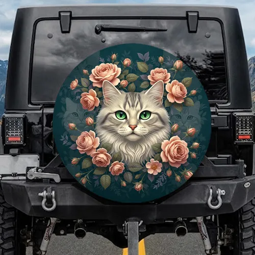 Cat Rose Garden - Home Decor Gift for Cat Lovers Spare Tire Cover