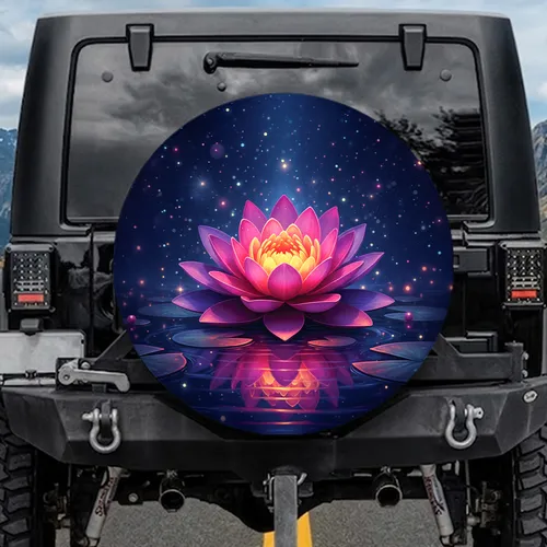 Luminescent Lotus Flower Lily Pads Sky - Yoga Lover Gift Spare Tire Cover