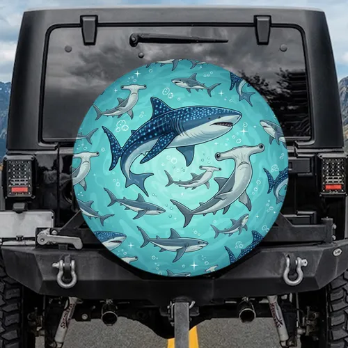 Whale Shark Hammerhead Grey Sharks Ocean Wildlife Lover Gift for Shark Enthusiast Spare Tire Cover