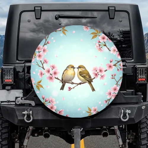 Songbirds Cherry Blossom Branch - Wildlife Lover Gift Spare Tire Cover