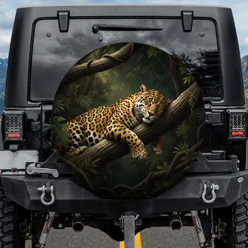 Jaguar Tropical Forest Branches - Wildlife Lover Gift Spare Tire Cover