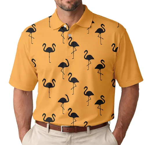 Black Flamingos Summer Getaway - Tropical Holiday Gift for Bird Lovers Men's Polo Shirt