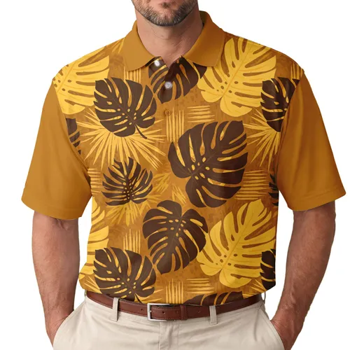 Realistic Botanical Tropical Leaves - Island Vacation Getaway Travel Essentials Men's Polo Shirt