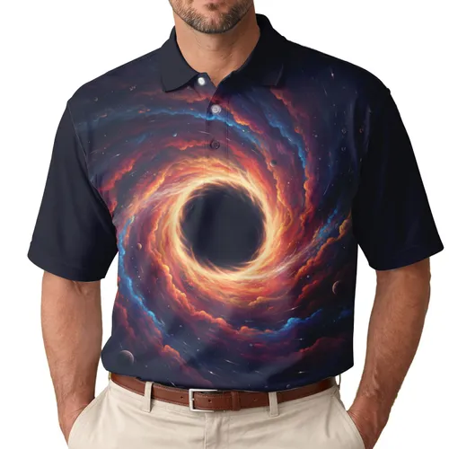 Cosmic Black Hole Nebula - Space Lover Gift for Celestial Explorer Men's Polo Shirt