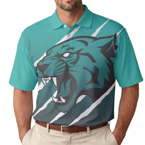 Roaring Big Cat Head Fangs Claw Marks - Big Cat Enthusiast Wildlife Gift Men's Polo Shirt