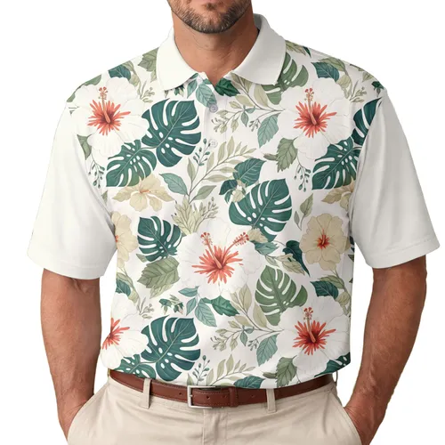 Hibiscus Tropical Leaves Botanical Garden - Tropical Lifestyle Gift Men's Polo Shirt