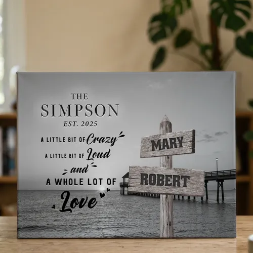 Personalized Ocean Sunset Canvas Wall Art, Custom Multi Name Family Sign, Mother's Day Father's Day Gift, Home Decor