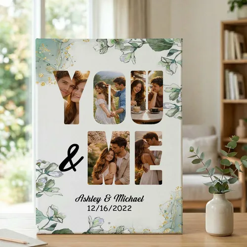 Personalized Couple Canvas Wall Art, Custom Photo Collage Print, Anniversary Birthday Valentine Gift for Husband Wife Him Her