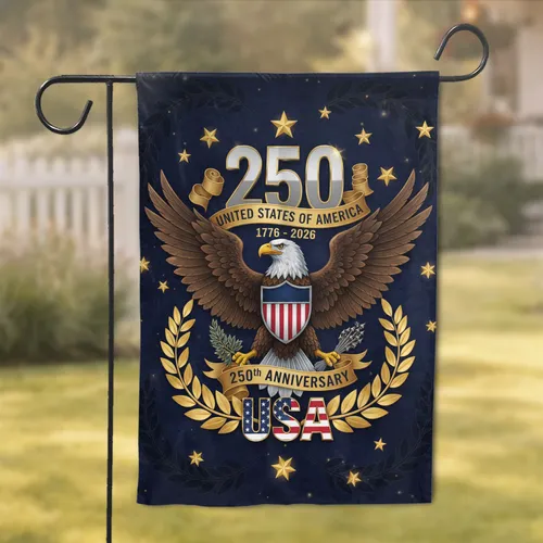 Bald Eagle American Flag 1776-2026 - USA 250th Anniversary Independence Day Gift for Dad Garden Flag