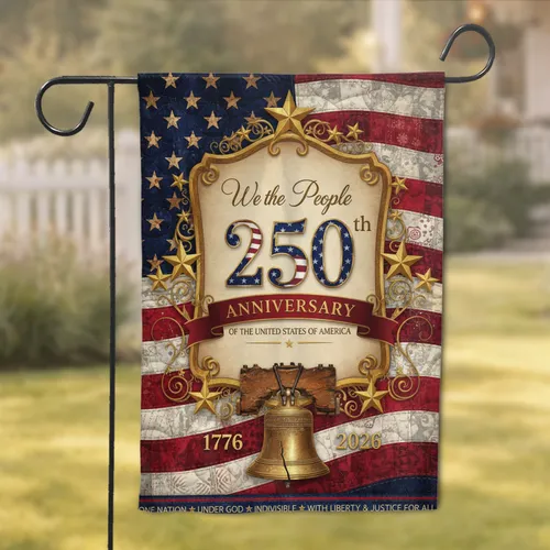 We the People 250th Anniversary American Flag Quilt - Independence Day Gift for Veterans Garden Flag