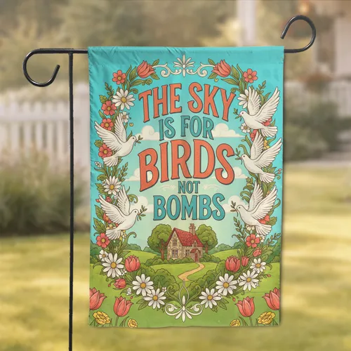 Doves Wildflowers Cottage - Peace Advocate Home Decor Gift Garden Flag