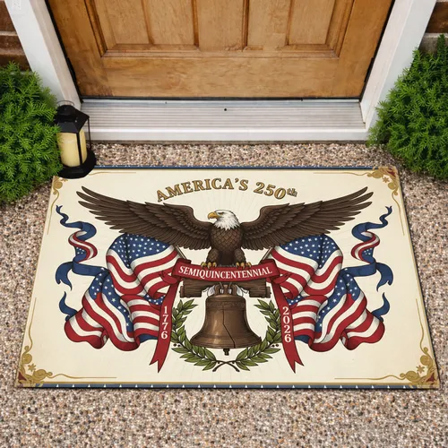 Bald Eagle Liberty Bell American Flags - America 250th Anniversary for Veterans Doormat