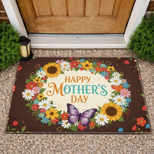 HAPPY MOTHER'S DAY Floral Butterfly - Mother's Day Gift for Mom Doormat