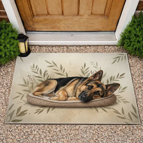 German Shepherd Dog Pet Bed Botanical - Home Decor Gift for Dog Lover Doormat