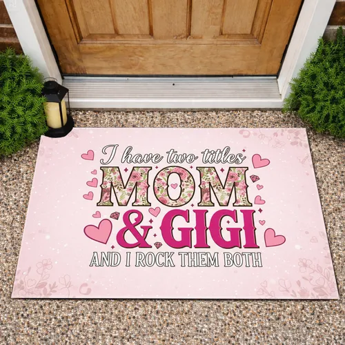 MOM GIGI Rock Them Both Floral Hearts - Mother's Day Gift for Grandmothers Doormat