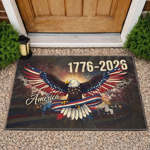 Bald Eagle American Flag 1776-2026 - Patriotic Celebration Gift for Veterans Doormat