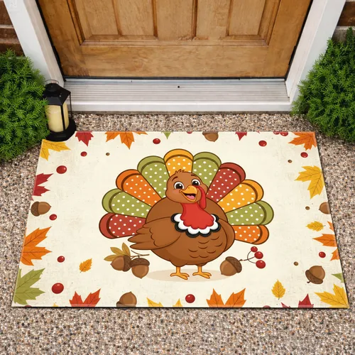 Turkey Autumn Foliage - Thanksgiving Farmhouse Decor Doormat