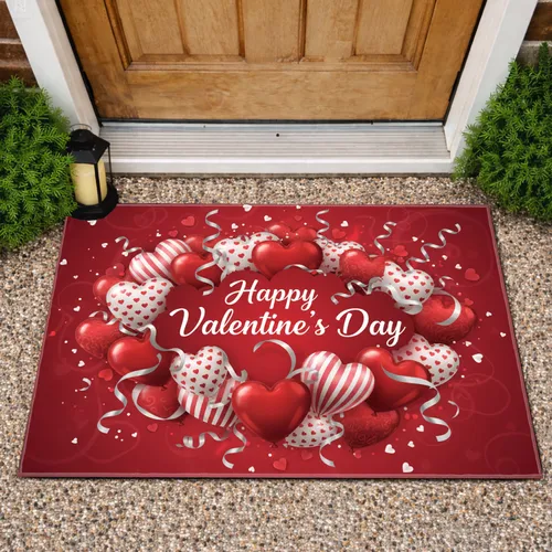 Happy Valentine's Day Heart Balloons - Valentine's Day Gift Doormat