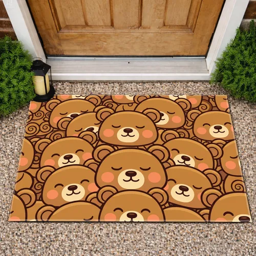 Edge to Edge Smiling Cartoon Bears - Home Decor Gift for Bear Lover Doormat