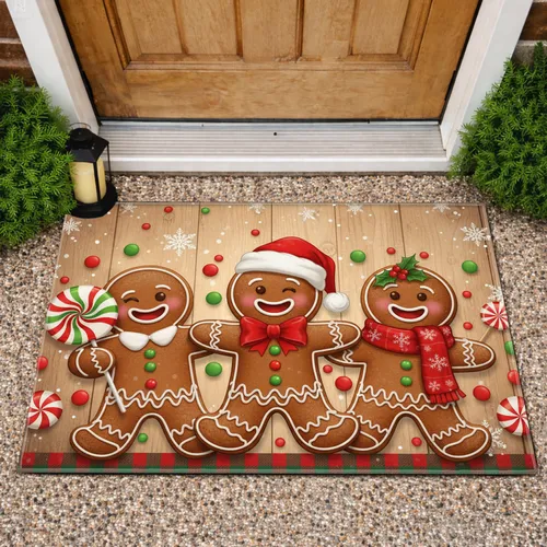 Gingerbread Trio Candy Lollipops - Christmas Home Decor Gift Doormat