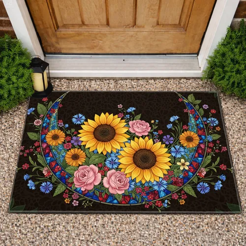 Sunflowers Colorful Flowers Mosaic - Home Decor Gift for Garden Lover Doormat
