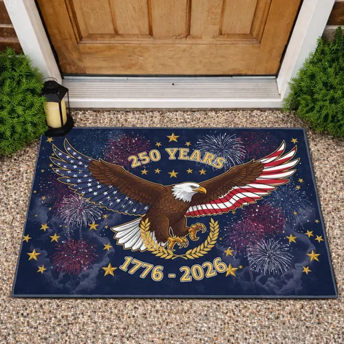 Bald Eagle American Flag Anniversary - Independence Day Celebration for Veterans Doormat