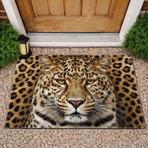 Leopard Head Face Portrait - Wildlife Lover Home Decor Gift Doormat