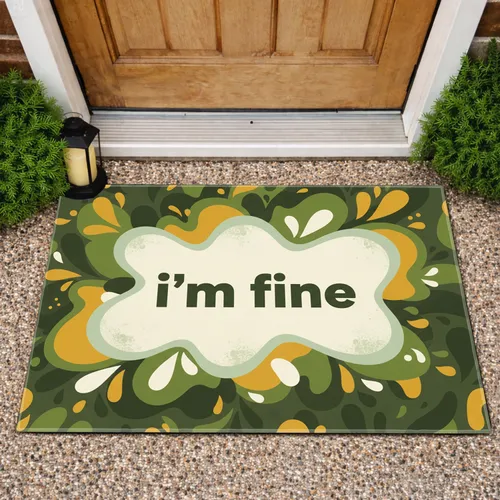 'i'm fine' Distressed Wavy Speech Bubble Organic Fluid Leaf Shapes - Home Decor Gift Doormat