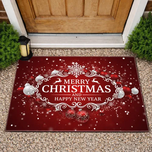 Christmas New Year Message Snowflake Reindeer Ornaments - Holiday Home Decor Gift Doormat