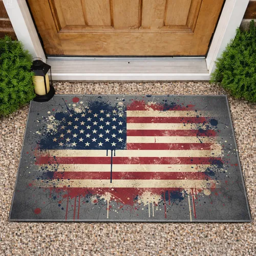 Grunge Distressed American Flag Stars and Stripes - Independence Day Gift for Veterans Doormat