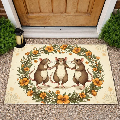 Dancing Rats Botanical Floral - Home Decor Gift for Rat Lover Doormat