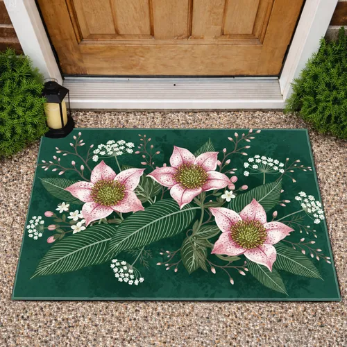 Exotic Bell Flowers Botanical Garden - Home Decor Gift for Garden Lover Doormat