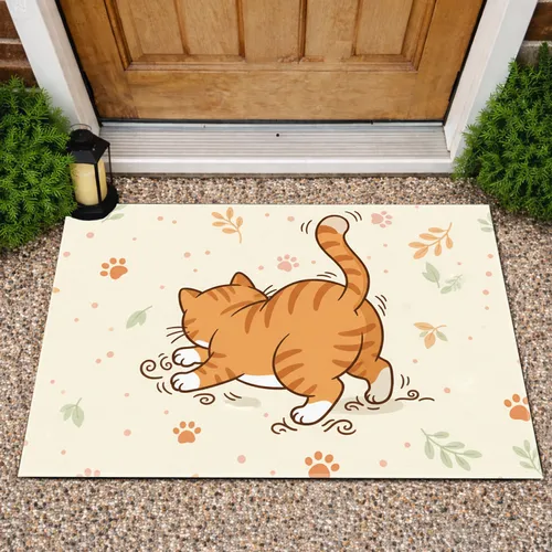 Chubby Tabby Cat Scratching Paws - Home Decor Gift for Cat Lover Doormat