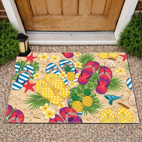 Flip-Flops Tropical Beach Decor - Summer Home Decor Gift Doormat