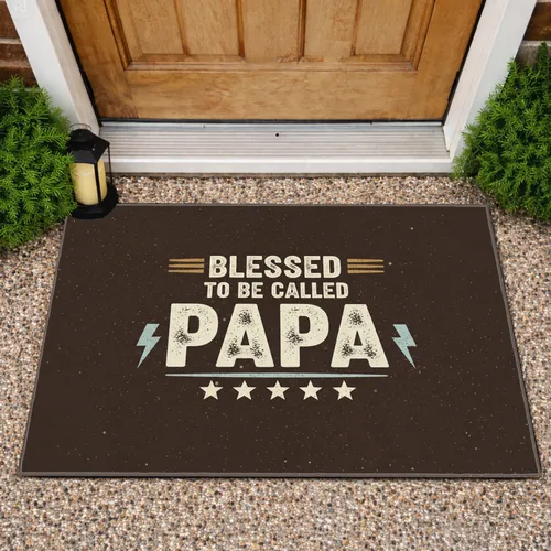Blessed Papa Text Weathered Stars - Home Decor Gift for Grandfather Doormat