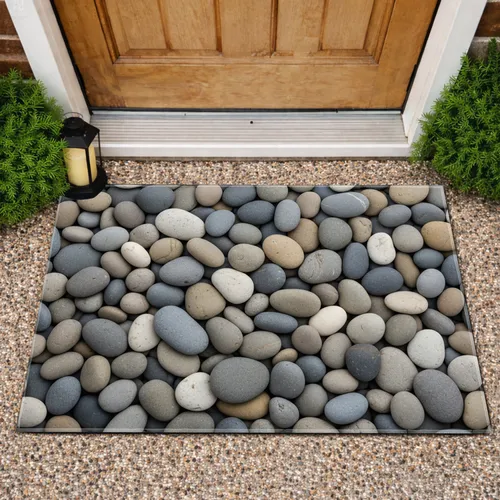 Smooth Rounded Organic River Pebbles Stones - Natural Stone Home Decor Gift Doormat