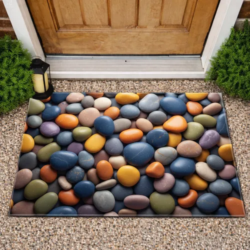 Smooth Polished River Stones Organic Shapes Marbled Speckled - Home Decor Gift for Entryway Doormat