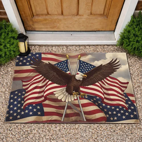 Bald Eagle American Flag - Independence Day Gift for Veterans Doormat