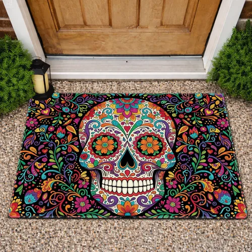 Sugar Skull Calavera Floral Day of the Dead - Home Decor Gift Doormat