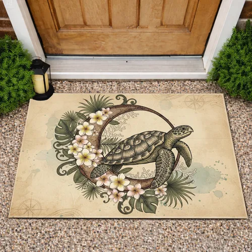 Tropical Sea Turtle Crescent Moon - Home Decor Gift for Ocean Lover Doormat