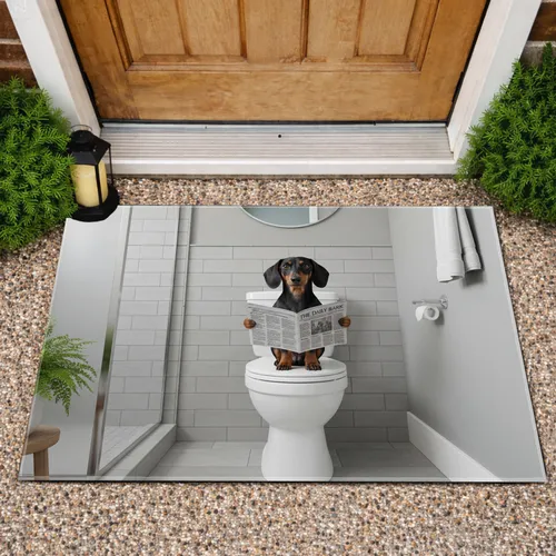 Dachshund Toilet Newspaper Reading - Home Decor Gift for Dog Lover Doormat