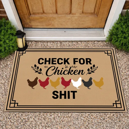 Chicken Silhouettes Funny Quote - Rustic Farmhouse Home Decor Gift Doormat